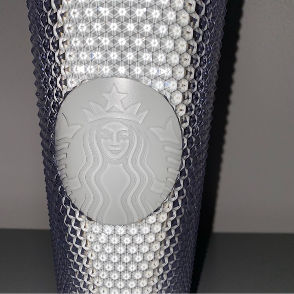 NWT Starbucks Crystal Clear Silver Glow In Dark Studded Bling 24oz Venti - Picture 6 of 9